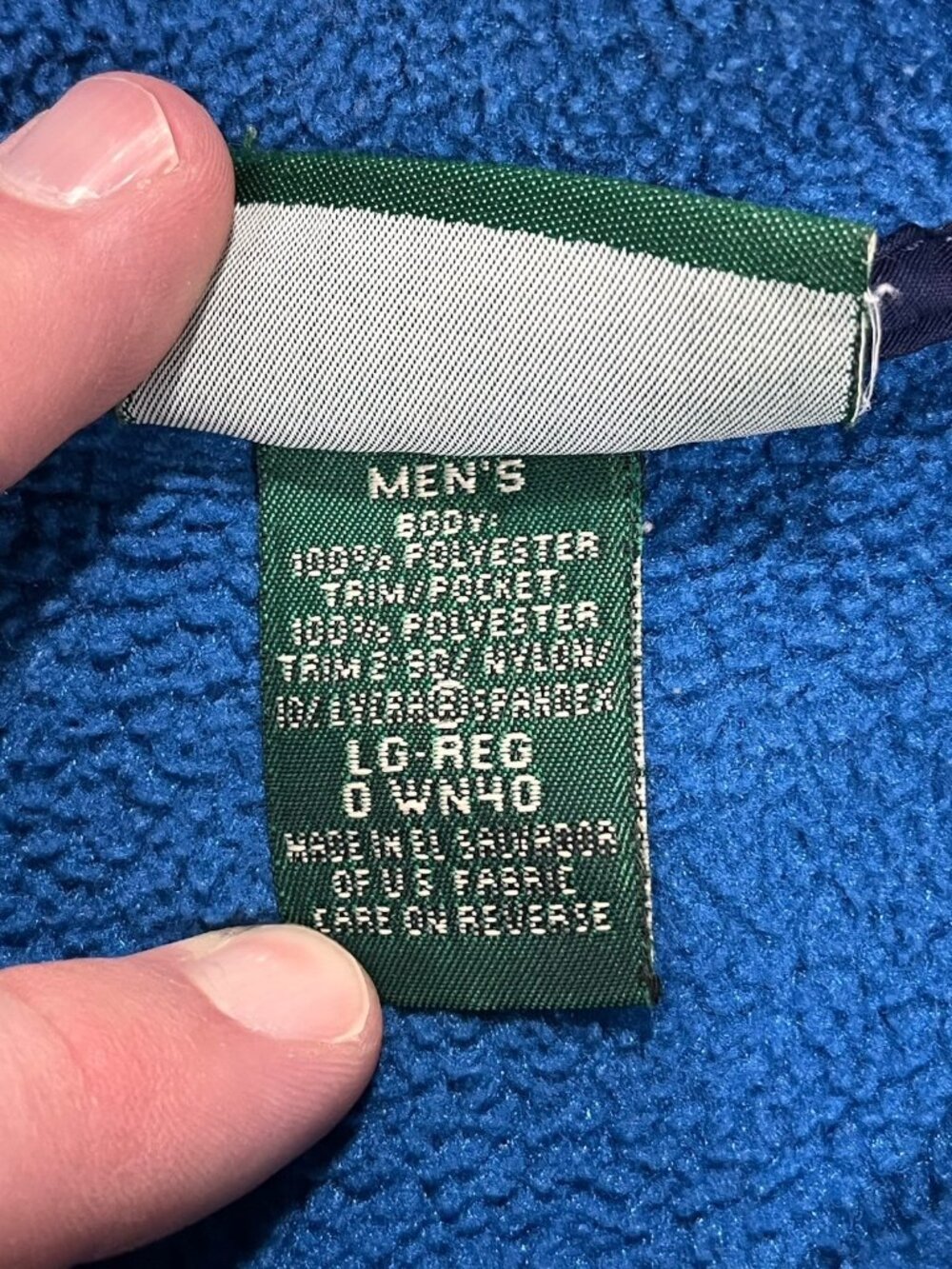 L.L. Bean Mens Large Blue Fleece Snap Pullover USA Made Outdoor Sweater - Picture 6 of 7